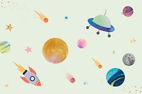 Colorful galaxy pattern background vector in cute watercolor style