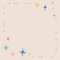 Colorful star frame vector on beige background