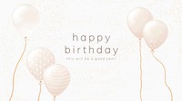 Balloon birthday greeting template vector in white and gold tone