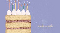 Cute birthday greeting template vector with cake illustration