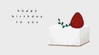 Cute birthday greeting template vector with cake illustration