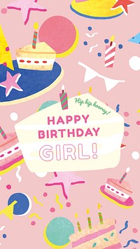 Kid&#39;s birthday greeting template vector for girl