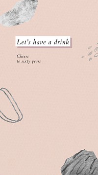 Elderly&#39;s birthday greeting template vector with let&#39;s have a drink text