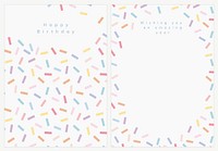 Birthday greeting card template psd with confetti sprinkle set