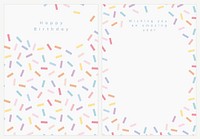 Birthday greeting card template vector with confetti sprinkle set