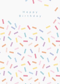 Birthday greeting card template vector with confetti sprinkle background