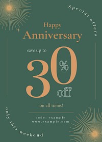 Anniversary sale poster template psd for social media post