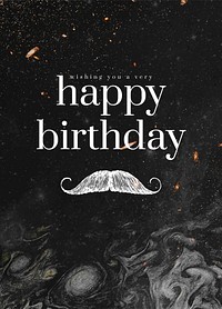 Gentleman birthday greeting template vector with mustache illustration