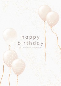 Birthday greeting card template vector in white gold tone