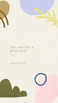 Online birthday greeting template vector with botanical memphis pattern