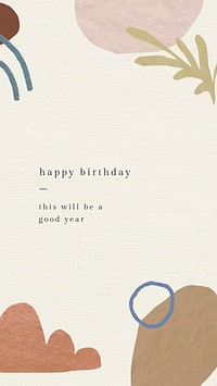 Online birthday greeting template vector with botanical memphis pattern