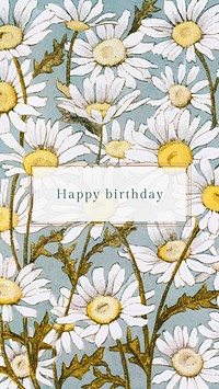 Online birthday greeting template vector with daisy illustration