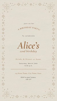 Online party invitation template vector birthday celebration