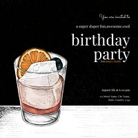 Gentleman birthday invitation template vector with cocktail illustration