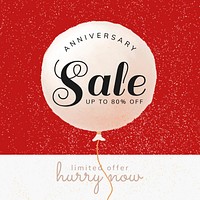 Anniversary sale template vector for social media post