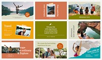 Travel agency banner template vector photo attachable promotional ad set