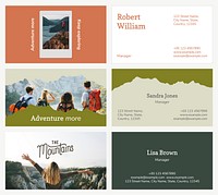 Editable business card template vector for travel agency set