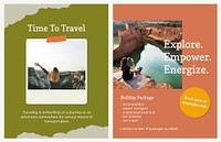 Travel agency flyer template psd with vacation photo in modern style