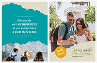 Travel agency flyer template vector with vacation photo in modern style