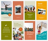 Outdoor adventure template vector set for social media story