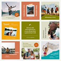 Outdoor adventure vector template for social media post set