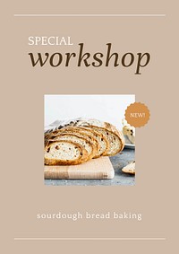 Special workshop psd poster template for bakery and cafe marketing