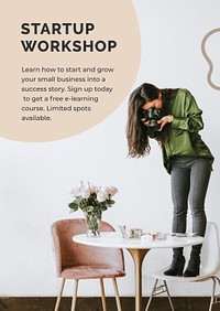 Startup workshop template psd with photographer business