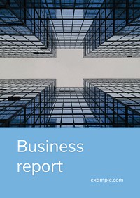 Business report cover template psd with high rise building photography