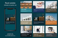 Real estate advertising template psd business social media post set