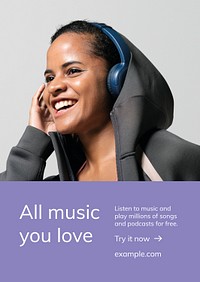 Music streaming service template psd poster advertisement