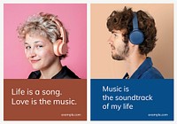 Various music advertising template psd for poster set