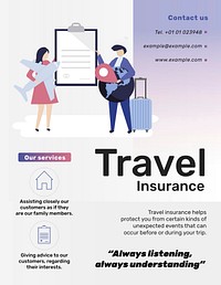 Travel insurance template vector for flyer