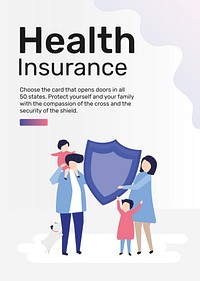 Health insurance template vector for poster