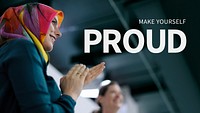 Women empowerment template psd for presentation with editable text, make yourself proud