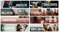 Web banner template vector with editable text in women empowerment in workplace theme collection