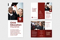 Education insurance template psd with editable text set