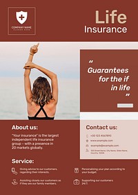 Life insurance poster template vector with editable text
