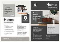 Home insurance poster template psd with editable text set