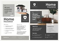 Home insurance poster template vector with editable text set