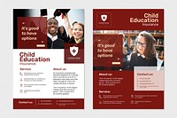 Education insurance template psd with editable text set