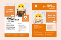 Travel medical insurance template psd with editable text set