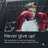 Boxing sports template psd motivational quote social media ad