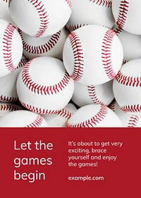 Baseball sports template psd motivational quote ad poster