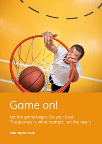 Basketball sports template psd motivational quote ad poster