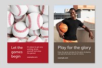 Sports marketing template vector motivational quote ad poster dual set