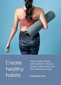 Yoga exercise template psd for healthy lifestyle for ad poster