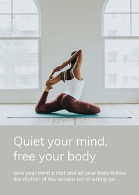 Yoga exercise template psd for healthy lifestyle for ad poster