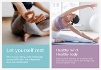 Yoga wellness marketing template psd for healthy lifestyle for ad poster dual set