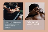 Mental illness awareness template psd for support groups ad poster dual set