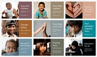 Children charity donation template psd presentation set